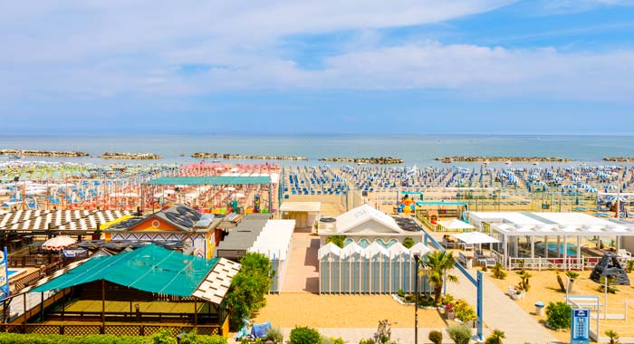 Panoramic view of the beach from the hotel